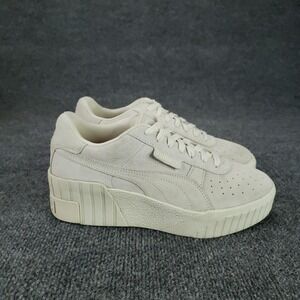 Puma Cali Wedge Shoes Womens Size 9.5 Beige Suede Platform‎ Sneakers 385248-01
